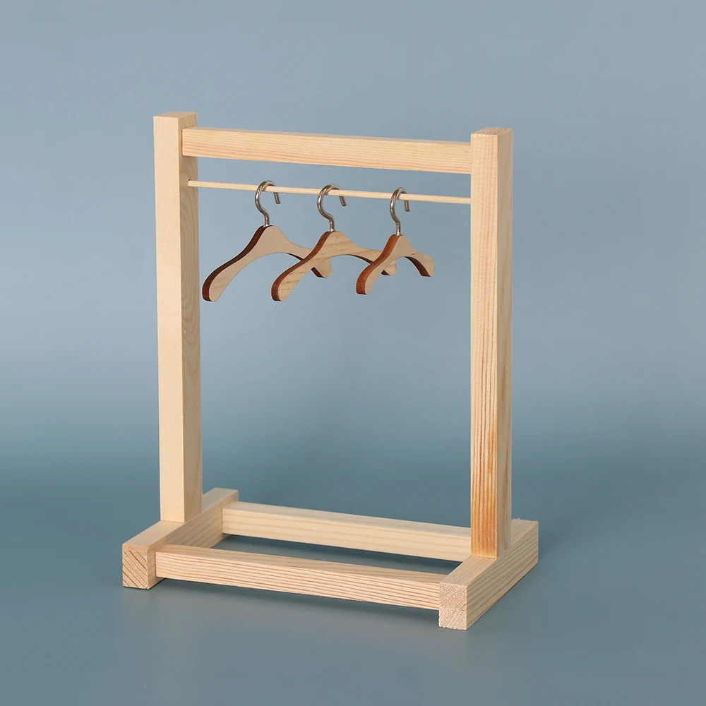 Doll Wooden Clothes Rack Garment Organizer Hangers For Dolls Handbag Clothes Doll Metal Hangers Kids Adult Toy Birthday Gift