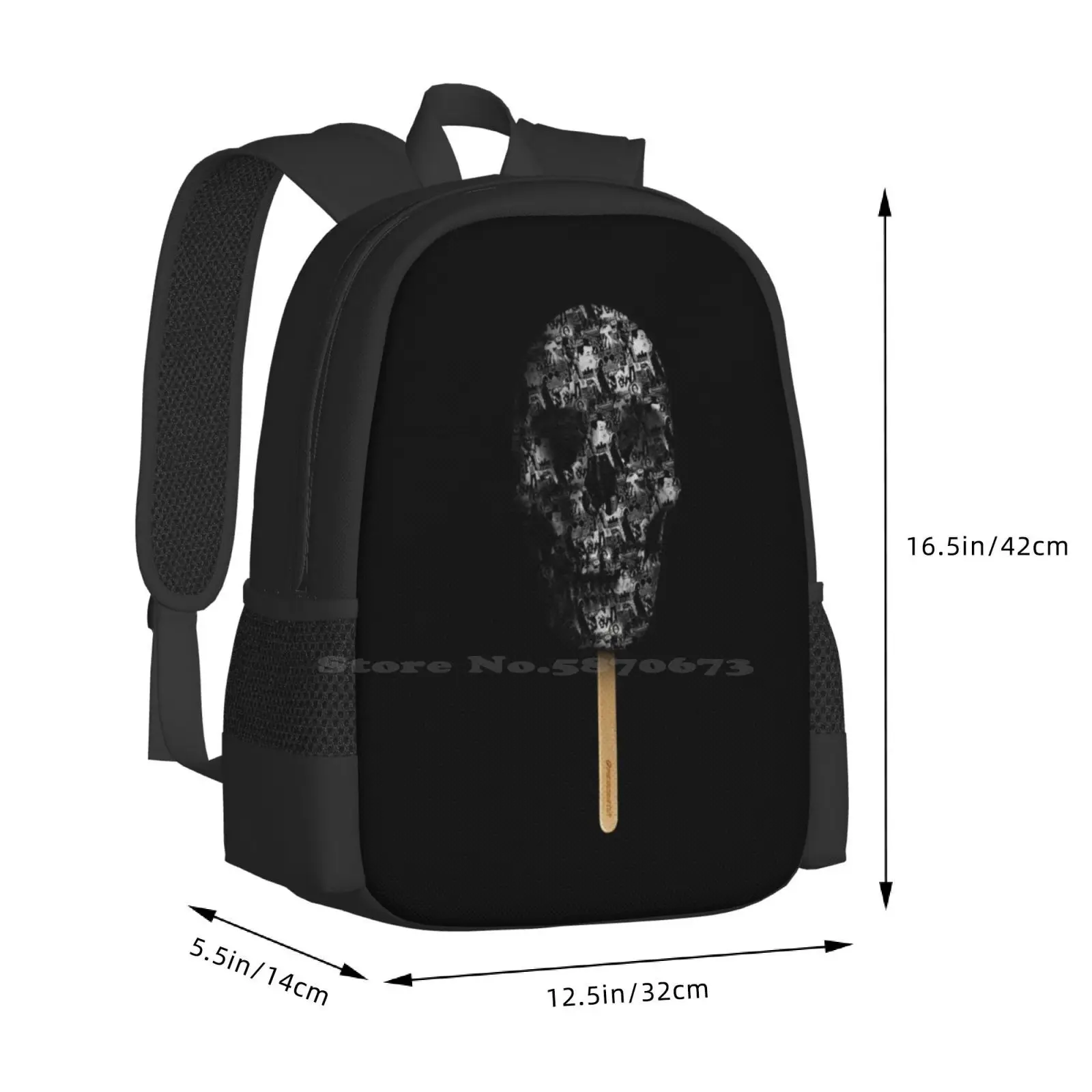 Sac d'école Skull Pop, grande capacité, sac à dos pour ordinateur portable, Gramtravaillait k Popsicle Skull