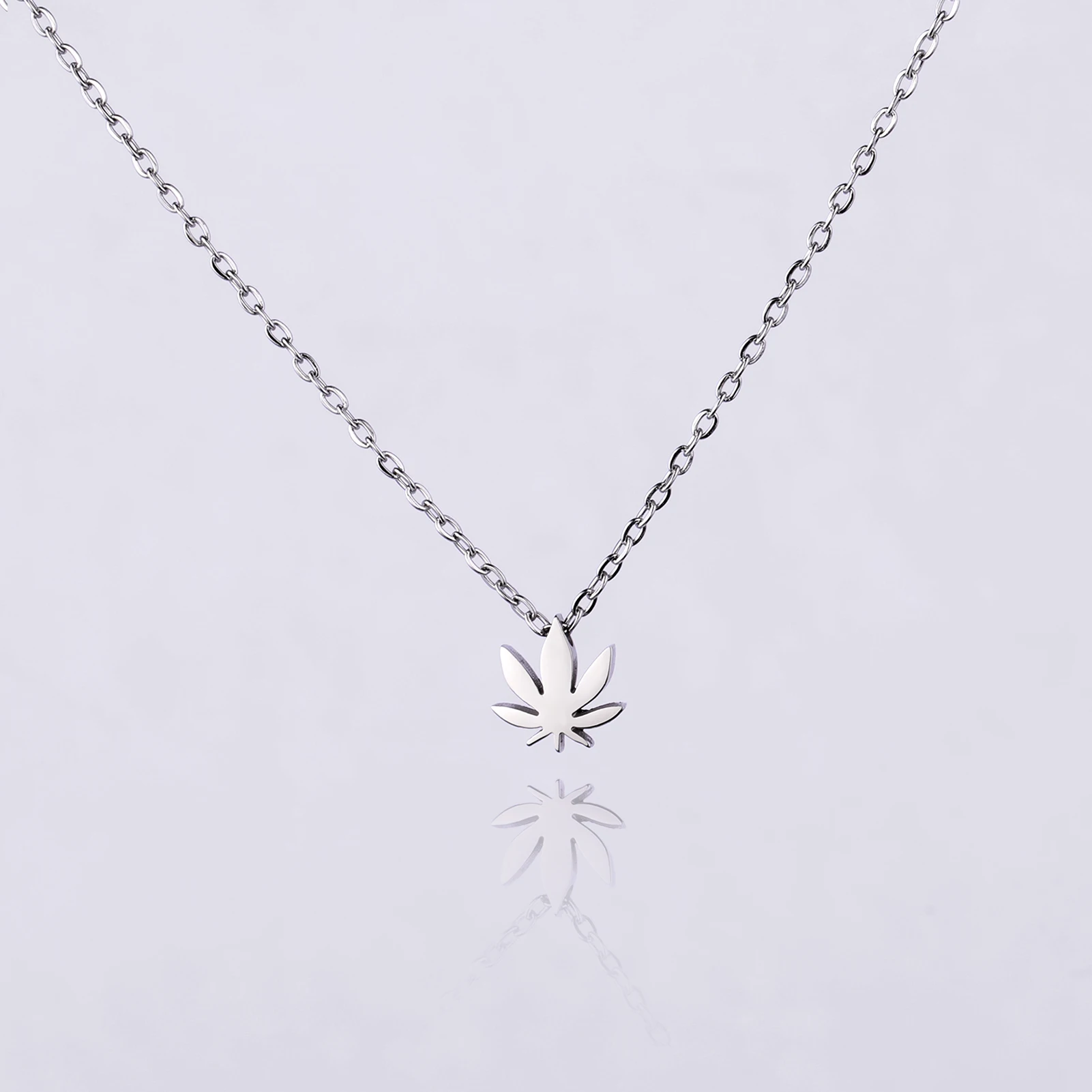 Kkjoy Edelstahl Pflanze Vierblättriges Kleeblatt Anhänger Halskette Mode Elegante Feminine Kurze Schlüsselbein Kette Halskette Schmuck – Detail 20