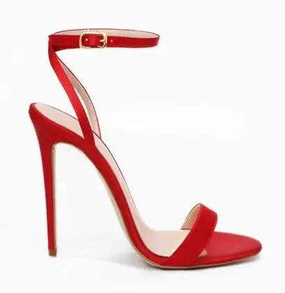 Blue Red Green Solid Satin One Line Ankle Strap Summer Sandals Women Round Open Toe Slingback Thin Heels Pumps Party Shoes Lady