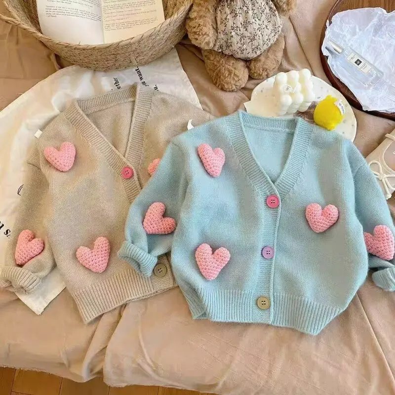 New Girls Cardigan Sweater Coat Spring Autumn Children Casual Jacket Toddler Baby Kids Wool Knitted Cardigan For Boys 2-6 Years