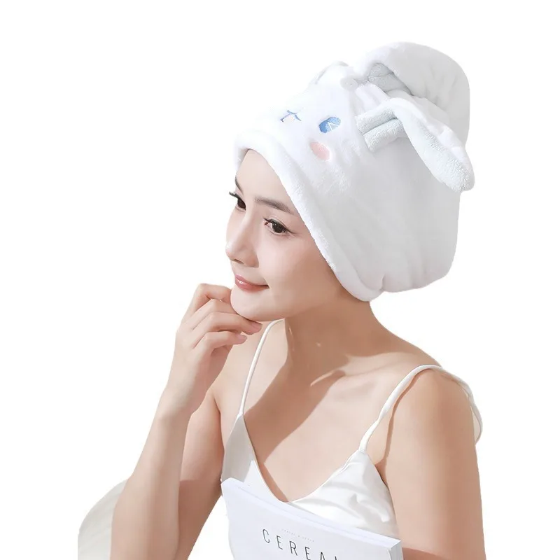 Miniso قبعة الشعر الجاف طبقة مزدوجة سميكة امتصاص الماء منشفة التجفيف السريع للنساء غسل حقيبة الشعر وشاح الرأس قبعة الدش