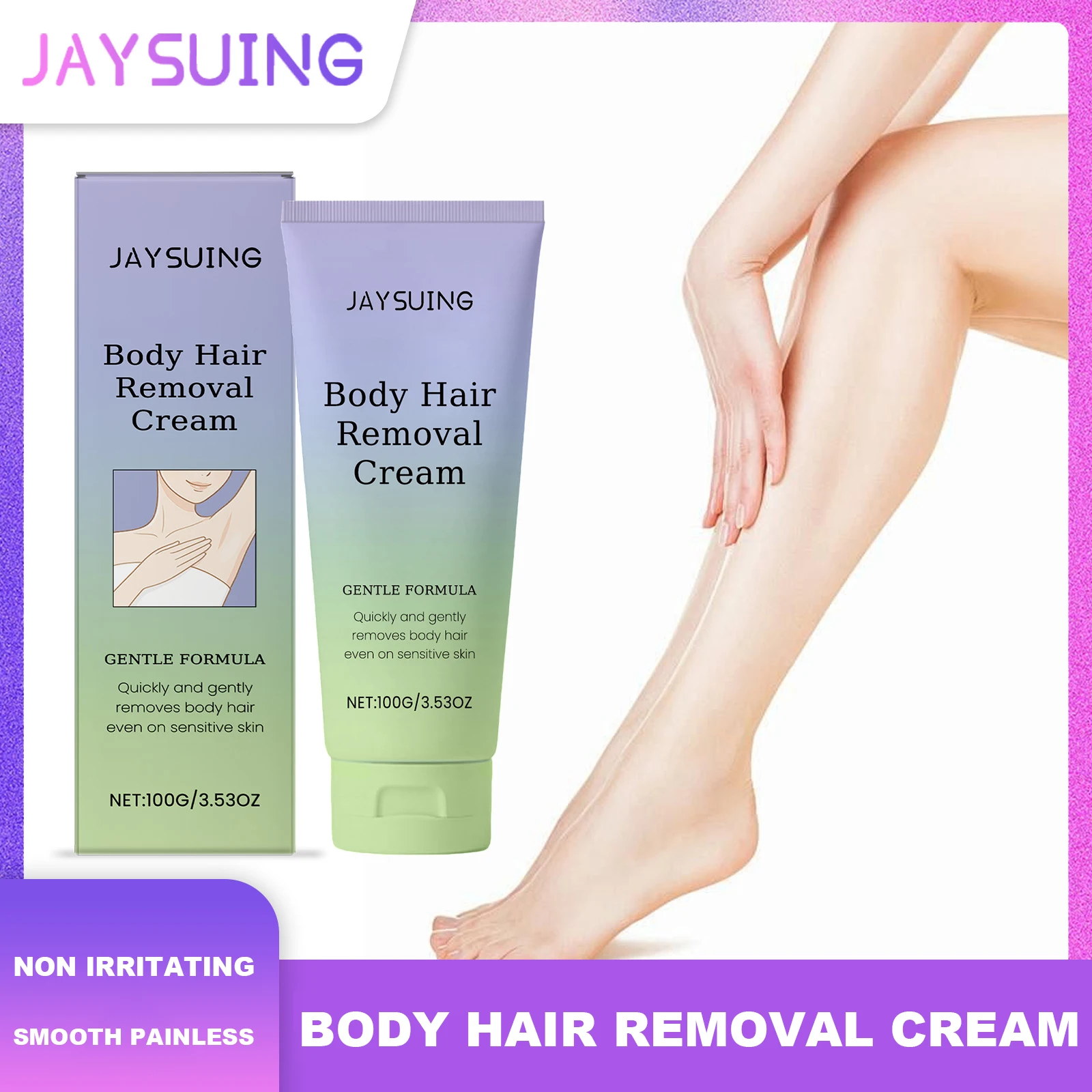 

Jaysuing Body Hair Removal Cream Hair Growth Inhibitor Non Irritating Gentle Cleansing Smooth Painless Skin Friendly Beauty