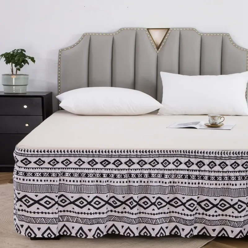Twin Full Queen King Wrap Around Ruffled Bed Skirt Elastic Dustproof Bed Skirt American Style Bed Frame Cover for Bedroom Decor