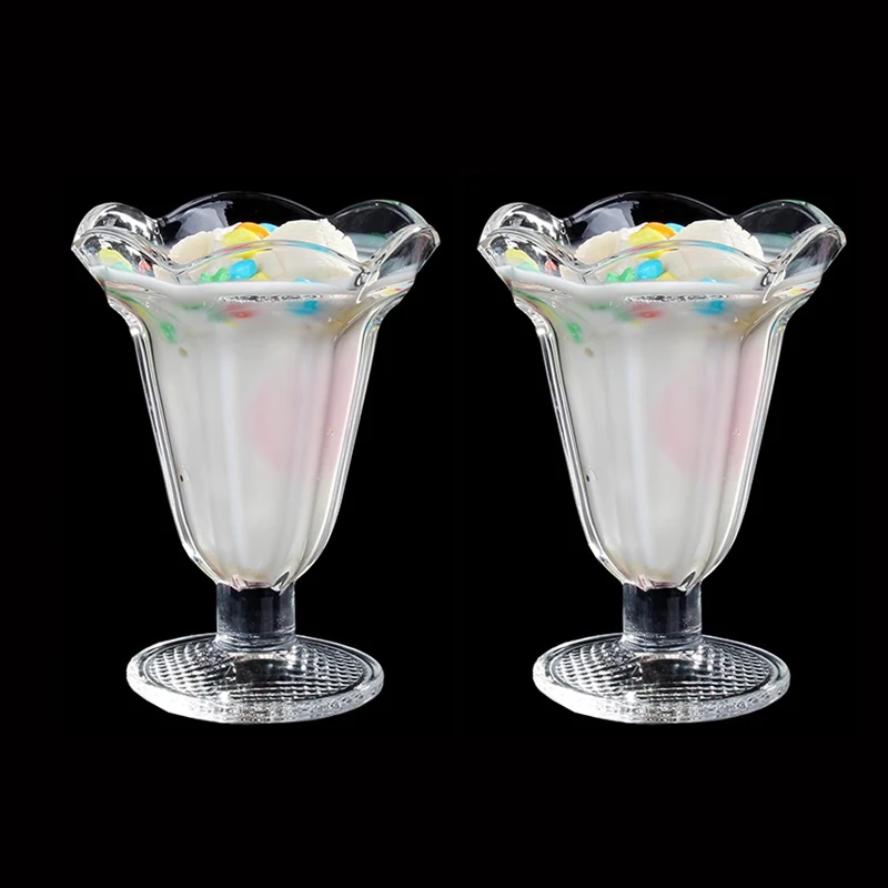 2pcs Set 205ml Transparent Ice Cream Cup Restaurant Versatile Cocktail Glass Dessert Salad Pudding Cold Drink Cups Perfect Gifts