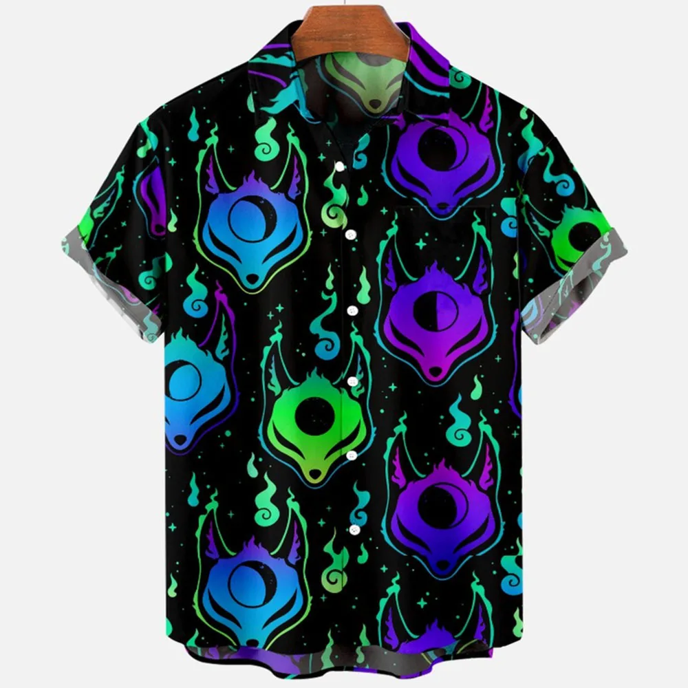 2024 Duivel Horror 3d Print Hawaiiaans Shirt Mannen Kleding Ademende Losse Heren Shirts Heren Korte Mouwen Zomer Heren Shirt