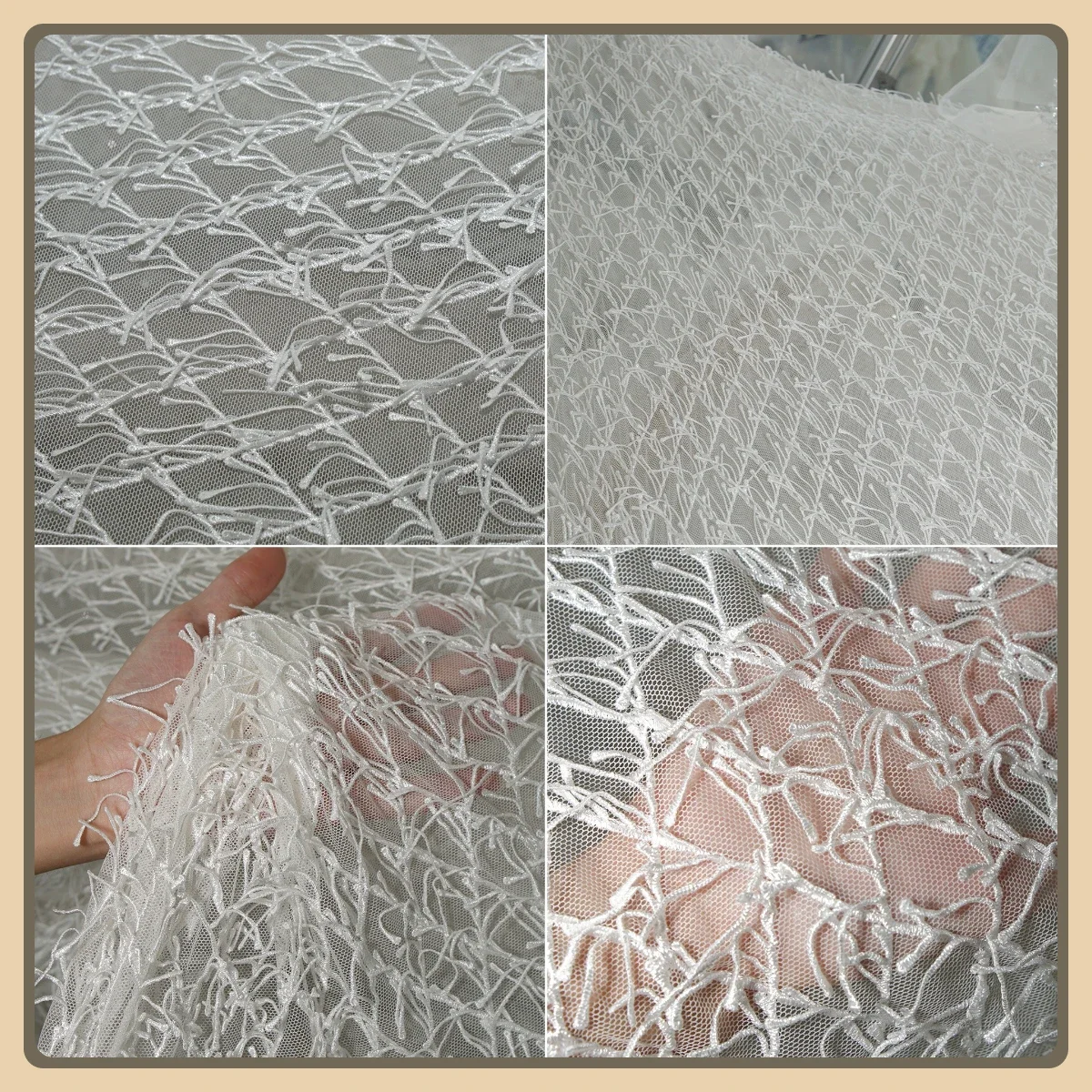 Tela de encaje blanco, Material de malla bordado de ramas de hojas para vestido de novia, lencería, vestido de noche, costura suave romántica DIY