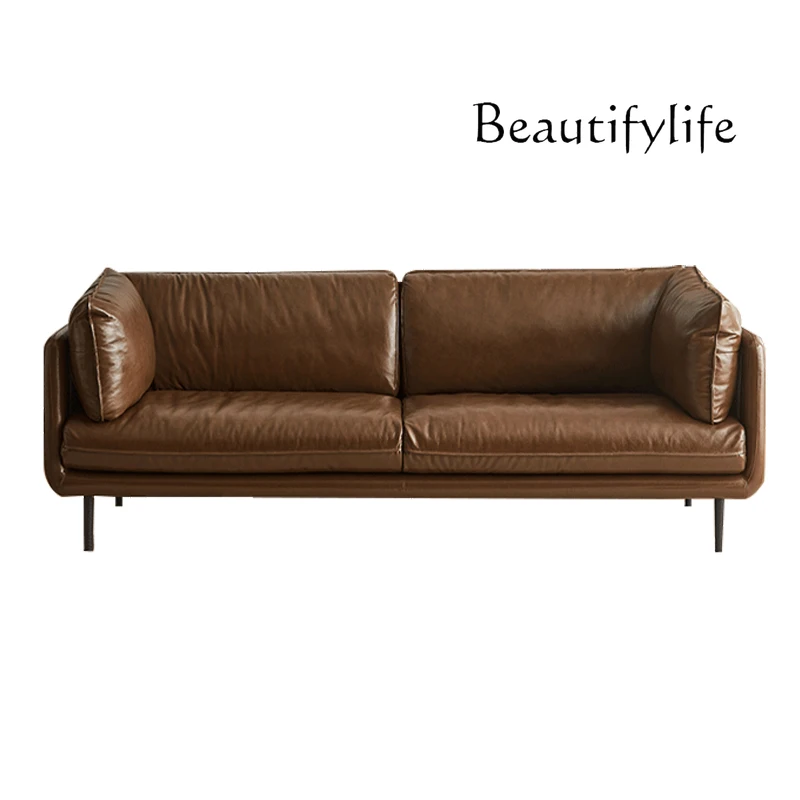 

Medieval leather sofa, living room designer fashion small apartment, high-end fashion home