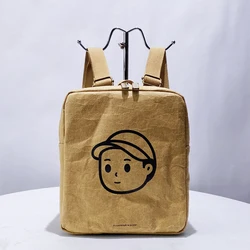 Japan Style Backpacks For Women Luxury Designer Handbag Purse 2024 New In Kraft Paper Letters Cartoon Avatar Top Handle Shoulder