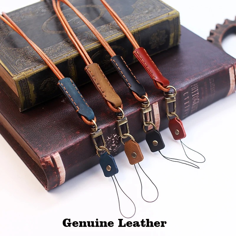 

Ремешок на шею для смартфона, держатель для ключей, из коровьей кожи, для iPhone, Samsung