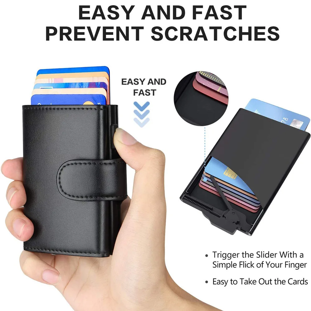 RFID PU-Leder Herren-Geldbörsen Modische Kartenhalter Dreifach Gefaltete Geldbörse Geldtaschen Smart Slim Dünne Münzfach-Geldbörse – Detail 5