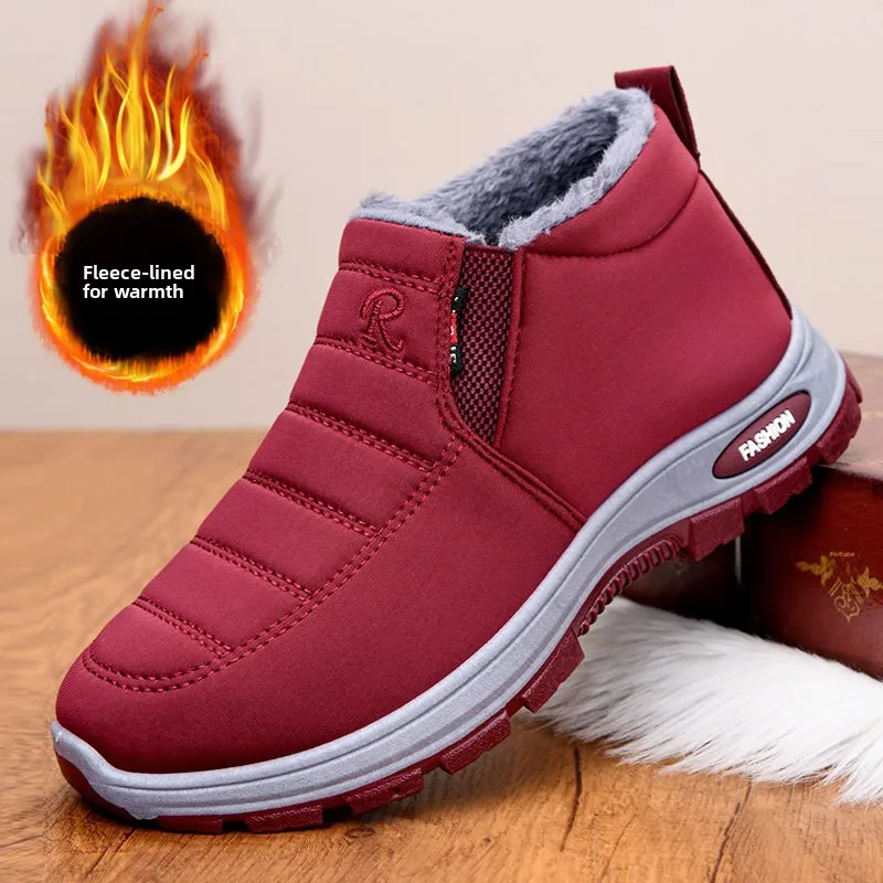 WONST Winter Style Large Size Unisex Snow Boots Slip-On Warm Casual Lightweight Cotton Shoes Men's Women's Comfortable Flat Heel
