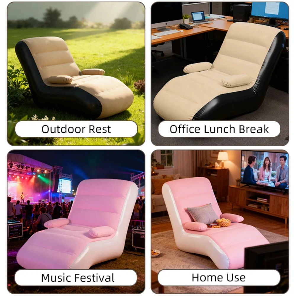 أريكة استرخاء قابلة للنفخ مع حقيبة تخزين لغرفة المعيشة وغرفة النوم، أريكة كسولة مدمجة قابلة للطي