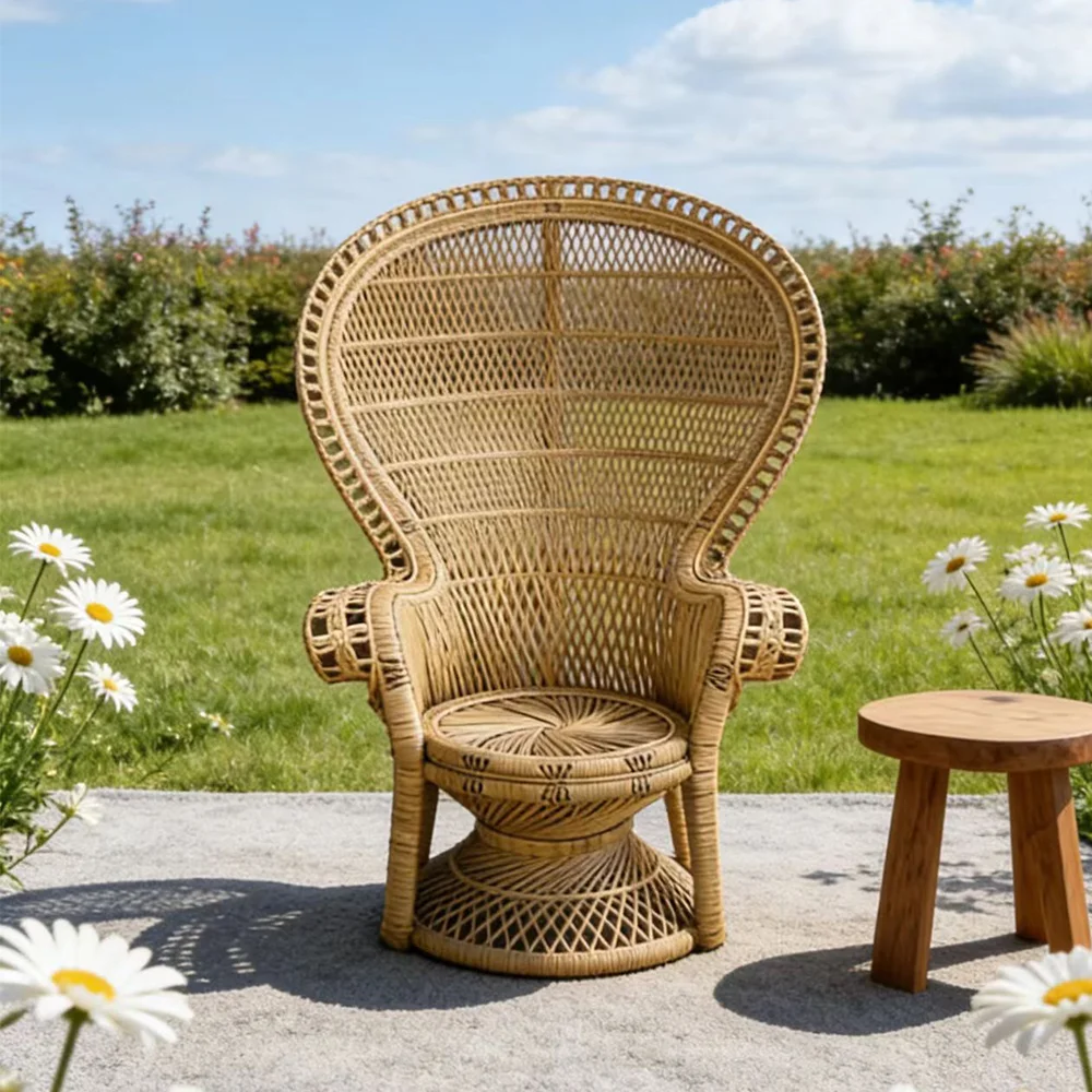 S*-Handmade Natural Rattan Chair Outdoor Garden Furniture Luxury Hotel Villa Resort Commercial Leisure Seating