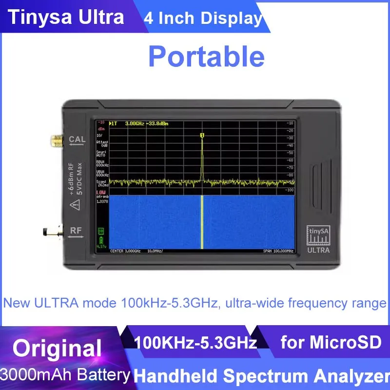 

Original TinySA Handheld Spectrum Analyzer 2.8 / 4 Inch Touch Screen 100 K-5.3GHz Tinysa Ultra Spectrum Analyzers with Battery