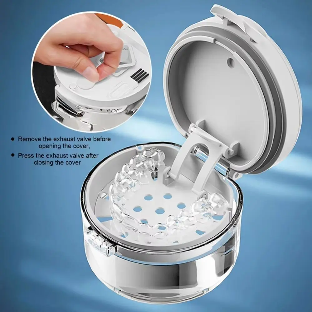 

Double Layer Orthodontic Retainer Box Leak-proof Magnetic Cap Braces Storage Case Portable with Cleaning Brush