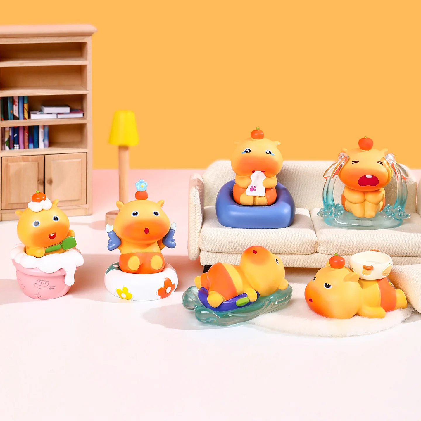 1-6PSC حلي سطح المكتب كابيبارا لولو الأصلية الراقية الراتنج المتخصصة الحرف مكتب محطة العمل الديكور الهدايا الصغيرة