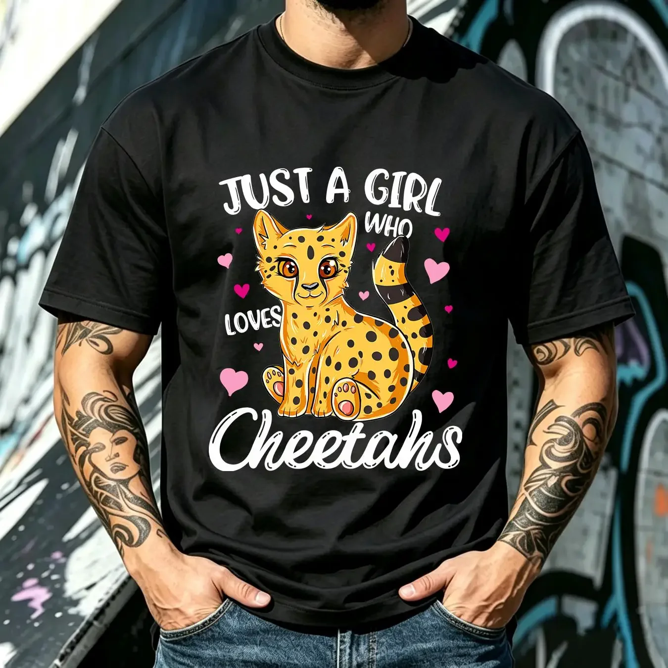 washed T Shirt Just A Girl Who Loves Cheetahs Women Cheetah Lover Large Capacity Backpack Print Backpacks vintage Washed