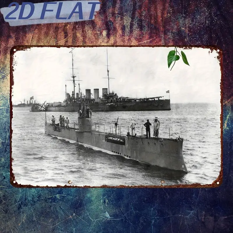 CIFBUY Vintage Nautical Submarine Battleship Aluminum Wall Art Waterproof Durable Metal Plaque Decor for Home Room Bar Garage
