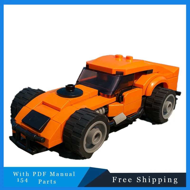 

154 PCS Creative Orange Cool Racing Car MOC Building Block Model Children Education DIY Assembly Toy Set Birthday Christmas Gift
