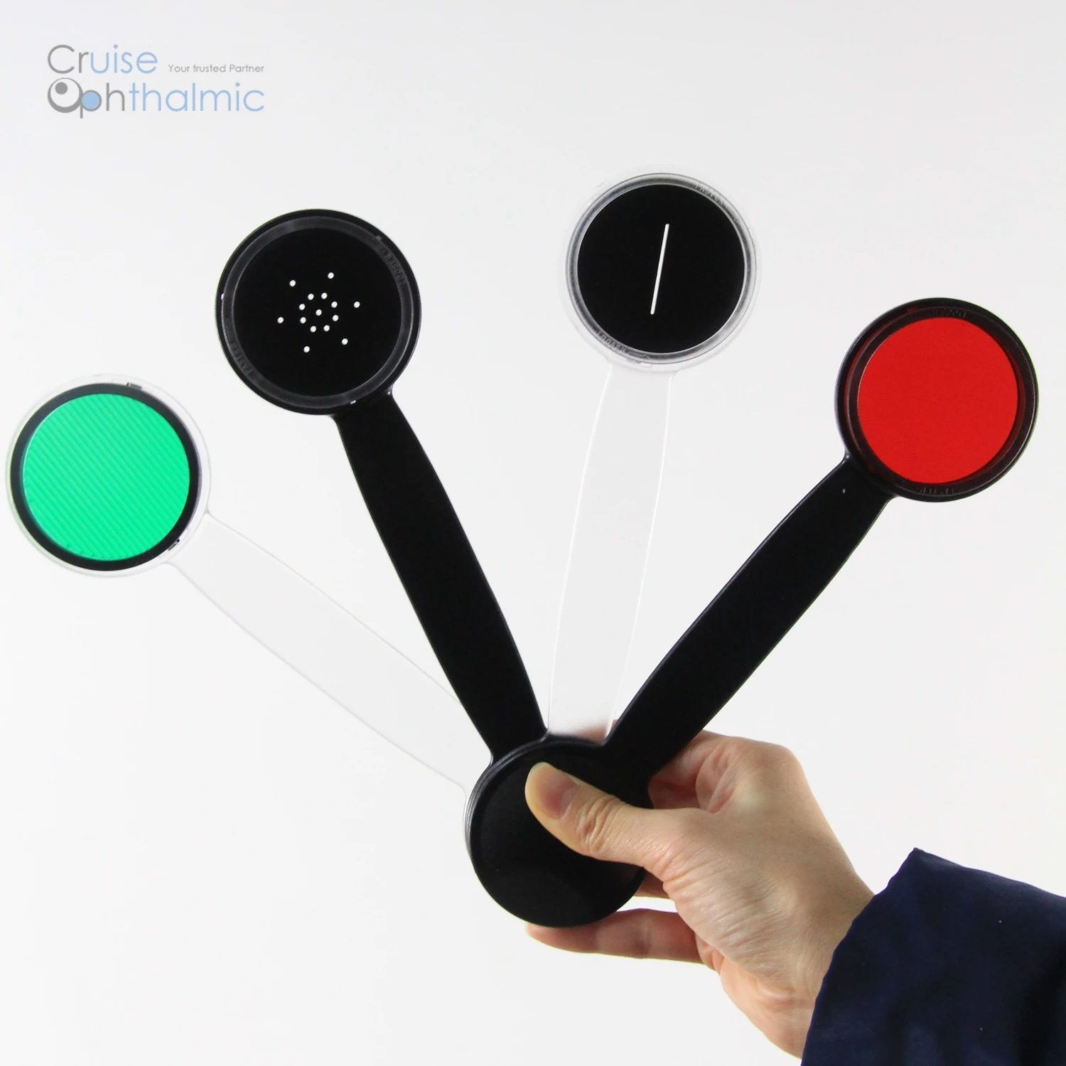 Multi Function Comb Translucent / Black Occluder with Replaceable attachment Red Maddox|Low Vision Practice  Ship from Poland