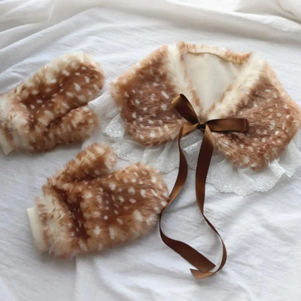 النساء الشتاء الدافئة قفازات الغزلان نمط سميكة أفخم قفازات طوق الساق الأصفاد عيد الميلاد تحت عنوان الأشرطة قابل للتعديل الشتاء القبعات #4