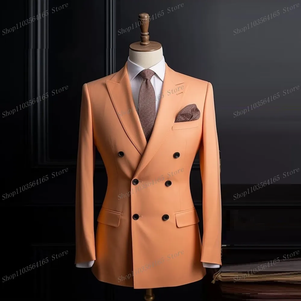 

New Light Orange Men Blazer Business Formal Office Coat Casual Work Prom Single Jacket Wedding Party Fashion Male Suit A28