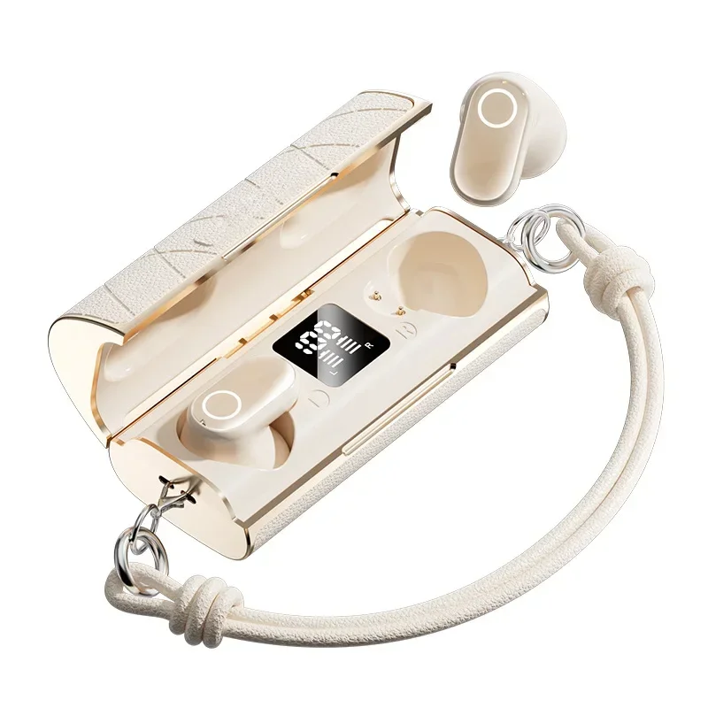 2025 new bluetooth headset leather pattern girls small satchel short handle bluetooth headset super long battery life