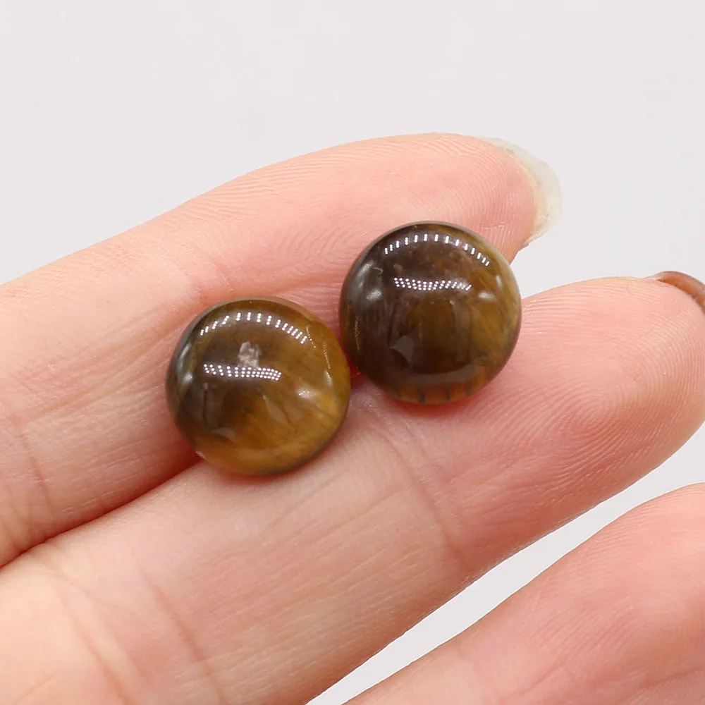 Natural Stone Round Stud Earrings Amethysts Tiger Eye Crystal Simple Ear Handmade Bohemian Earring Jewelry for Women Earrings