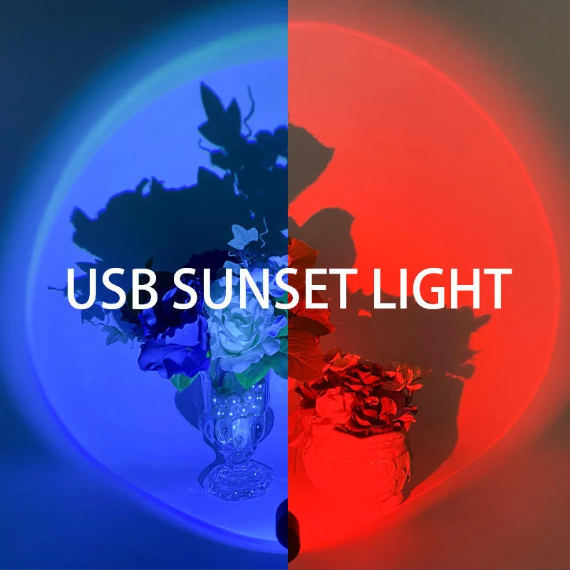 Sunset Lamp LED USB Rainbow Neon Night Light Projector Decorative Lighting for Photography Bedroom Home Room Decor Gift