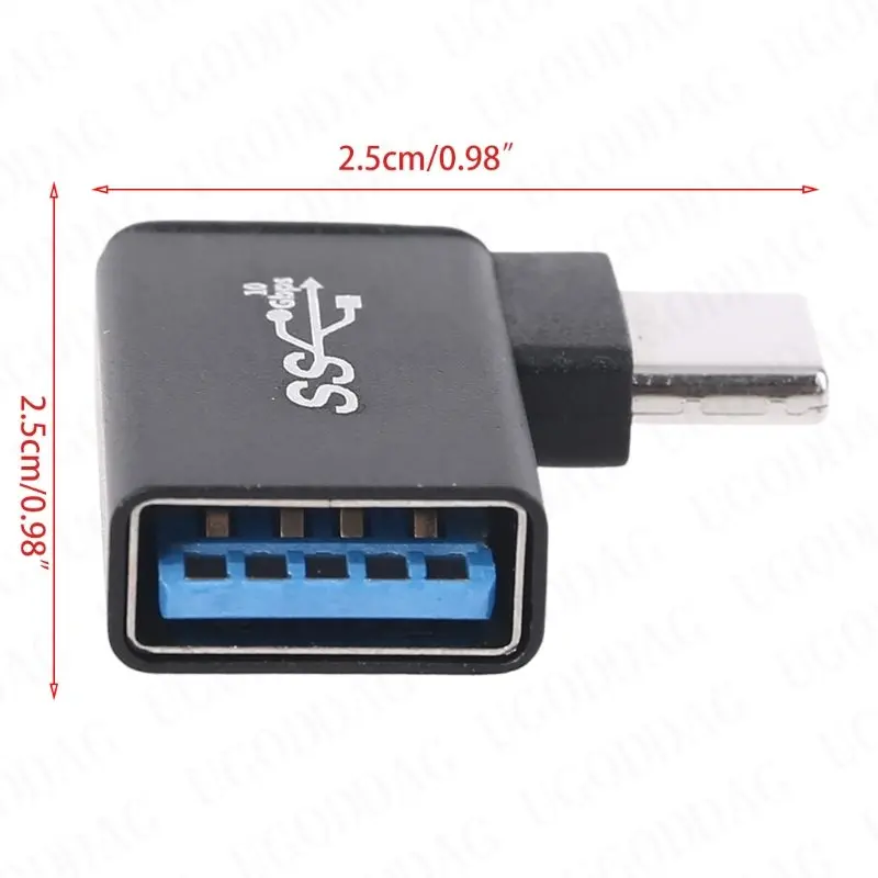 Переходник с USB C на USB 3.0 алюминиевый Переходник USB A 3,0 с внутренней резьбой на 90 градусов 3.1 с внешней резьбой для флэш-накопителей