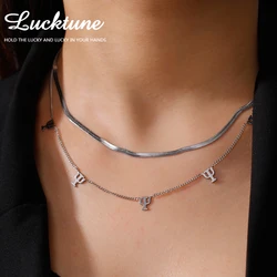 Lucktune Psychology PSI Symbol Snake Chain Necklace for Women Stainless Steel Greek Letter Pendant Necklace Choker Jewelry Gift