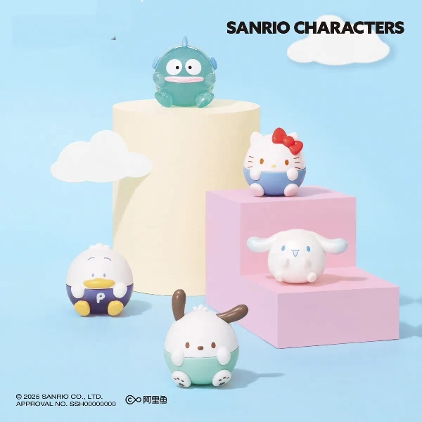 

Original Sanrio Characters Roundy Series Mini Blind Box Trendy Figures Doll Garage Kit Desktop Ornament Toy Girl Birthday Gift