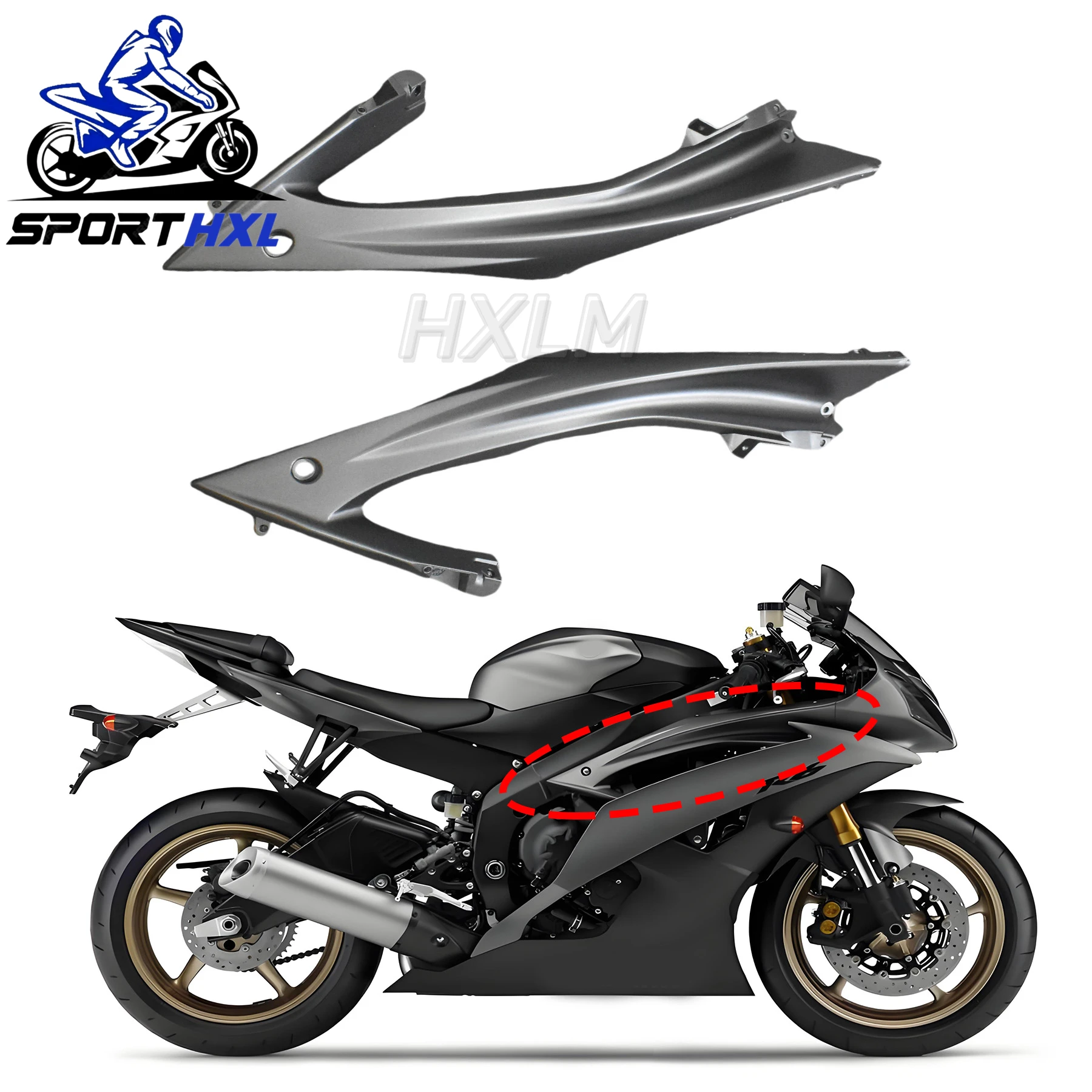 ABS Black Tank Side Covers Panels Decorative Cover Fairing Fit for Yamaha YZF R6 2008 - 2016