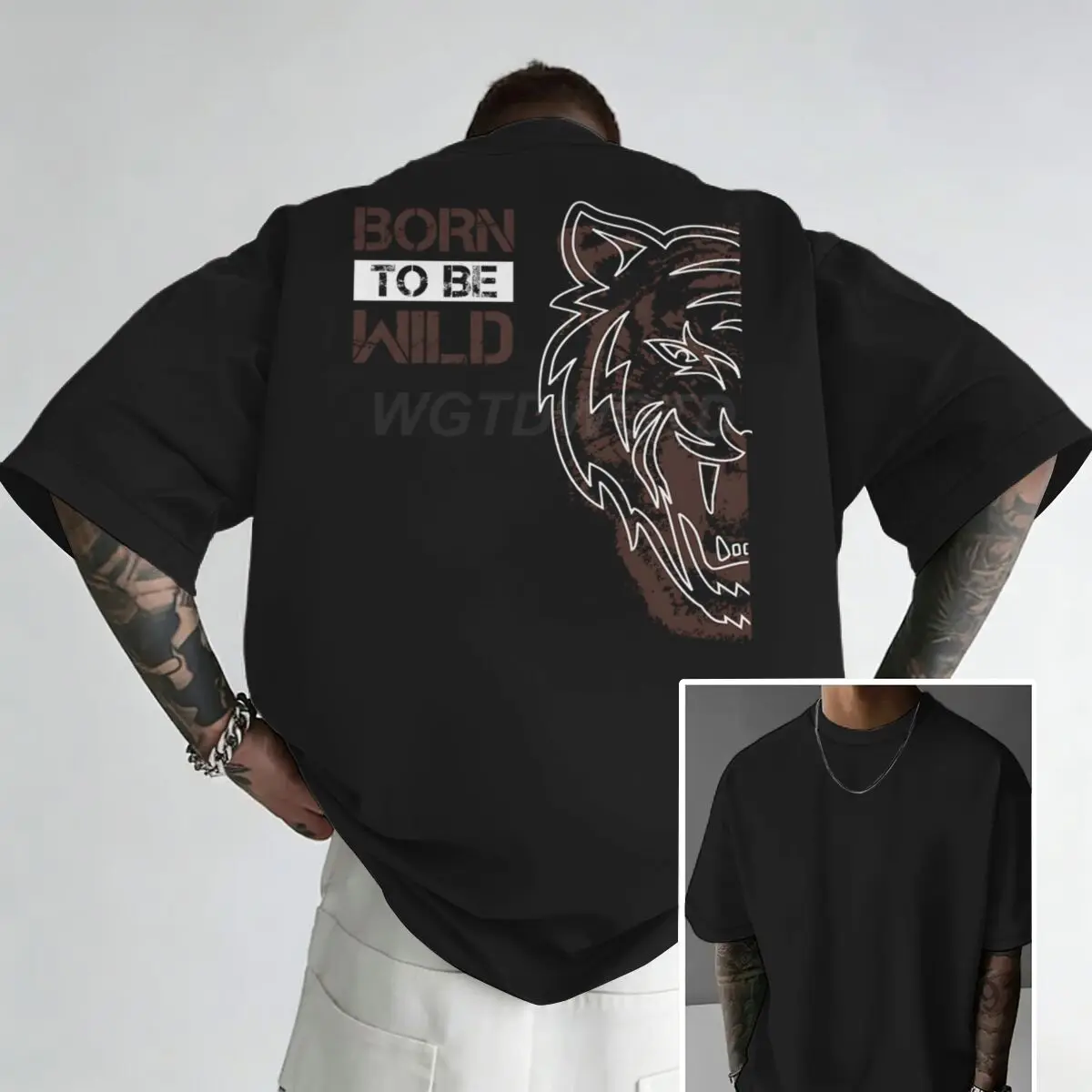 New Summer Men's T-Shirts Born To Be Wild Tiger Print T-shirt Oversized Plus Size Tshirt Streetwear Gift Wild Animal Soft Top