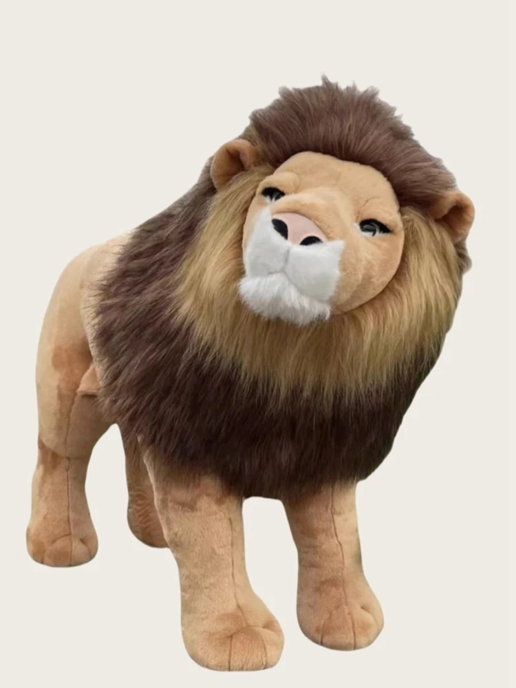 Quality Simulation Male Lion Plush Toy Giant Animal Lions Toy Photography Props Home Decorations Boys Birthday Christmas Gifts