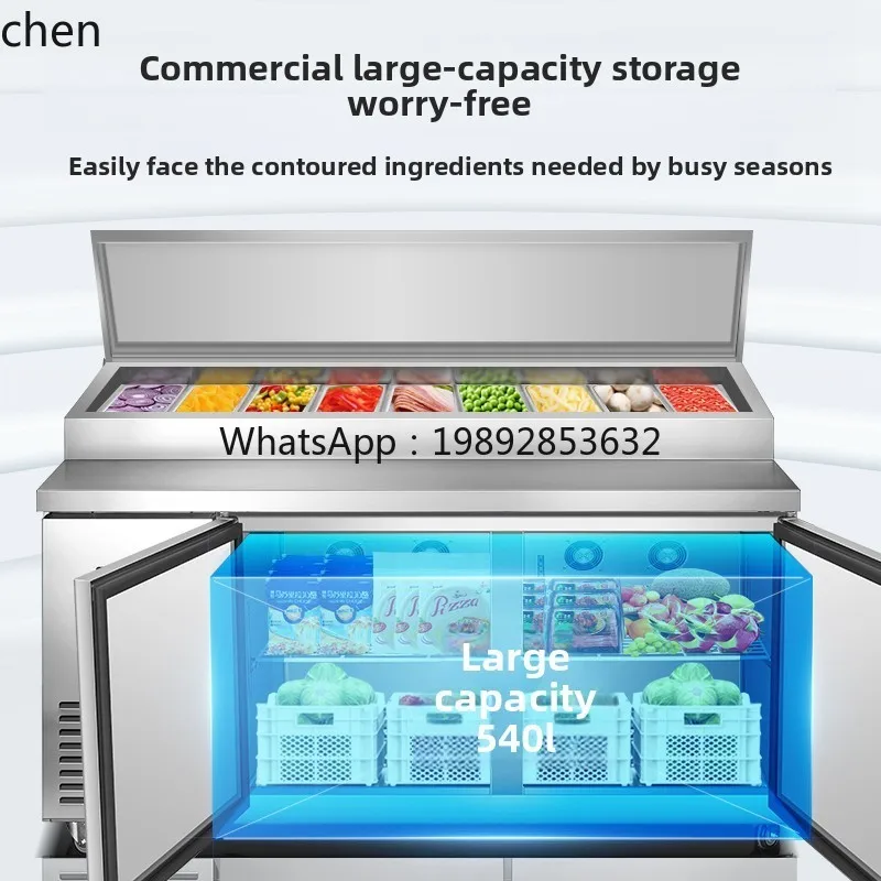 Fresh-keeping Air-cooled Salad Table Fruit Fishing Pizza Refrigerated Workbench Freezer Display Cabinet