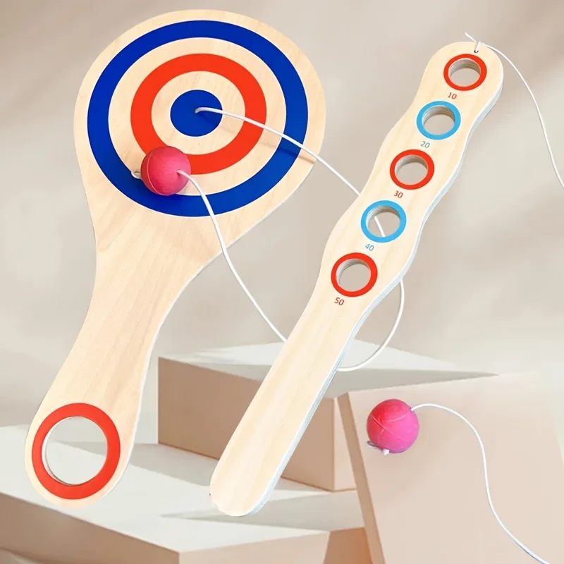 

1 шт. деревянный мяч для мишеней, мяч для метания и ловли с эластичной веревкой и тренировочная игра для приема координации рук и глаз