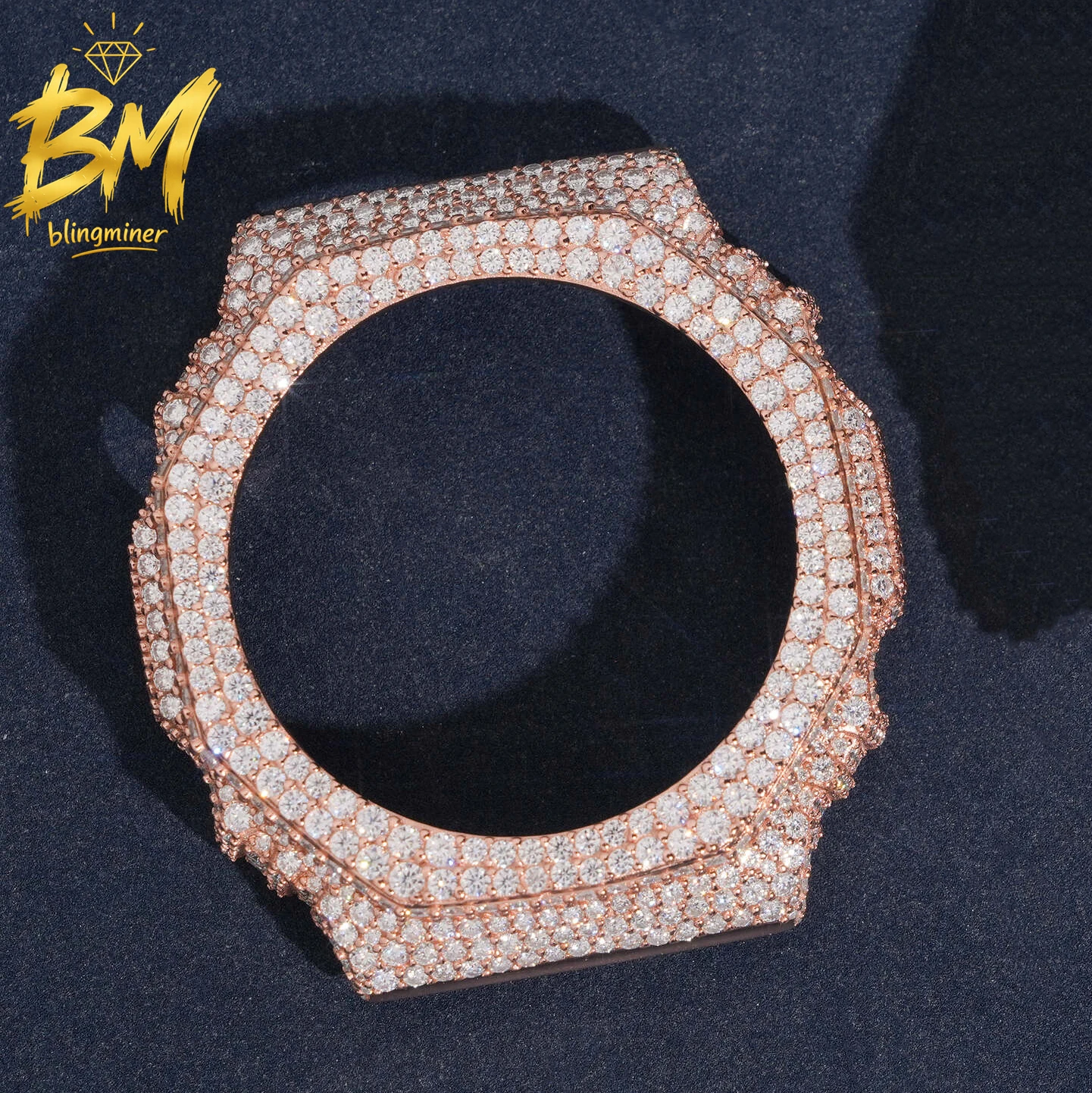 Blingminer CAS** GA2100 VVS Moissanite Watch Case Brass Can Pass Diamonds Tester With GRA Wrist Diamonds Case Free Shipping