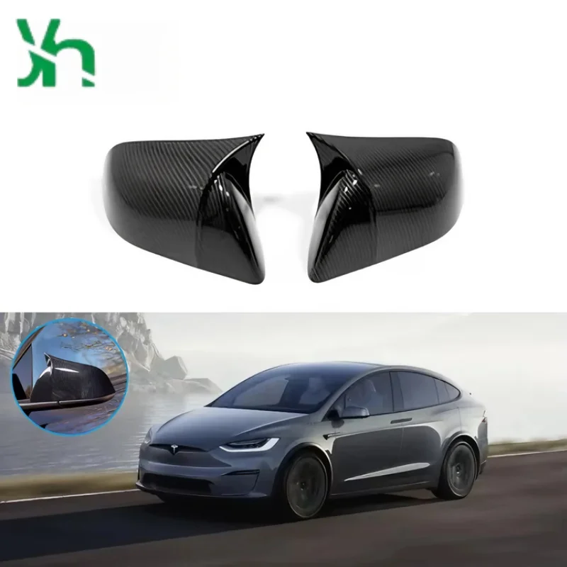 Adecuado para la cubierta del espejo retrovisor del coche Tesla, tapa del espejo retrovisor, piezas de automóvil con patrón de fibra de carbono