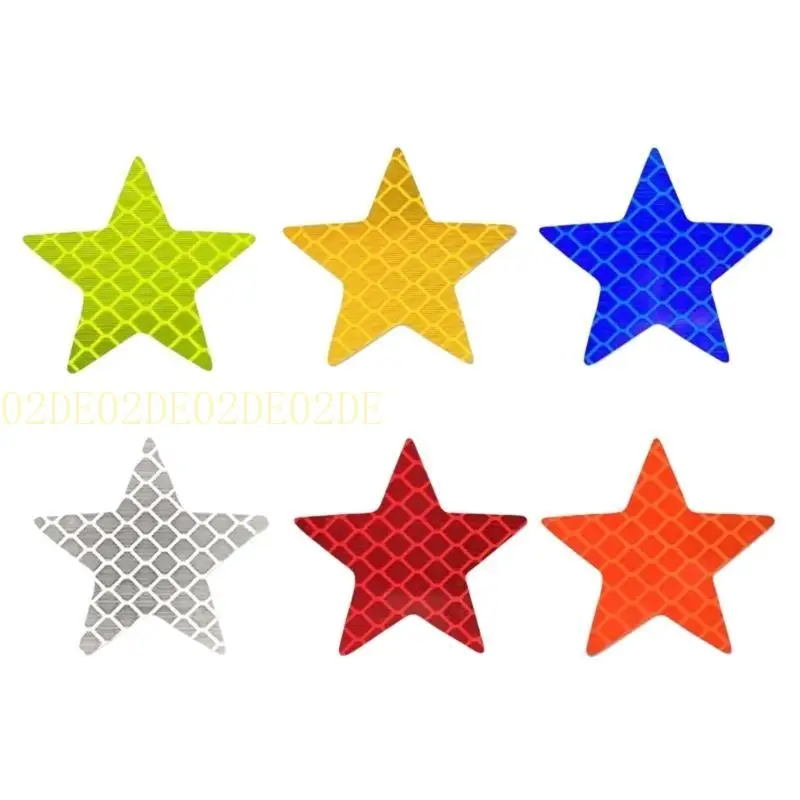 

6pcs Reflective Star Vehicle Stickers Self-Adhesive for Night Driving Safety Easy Installation on Car Truck Motorcycles
