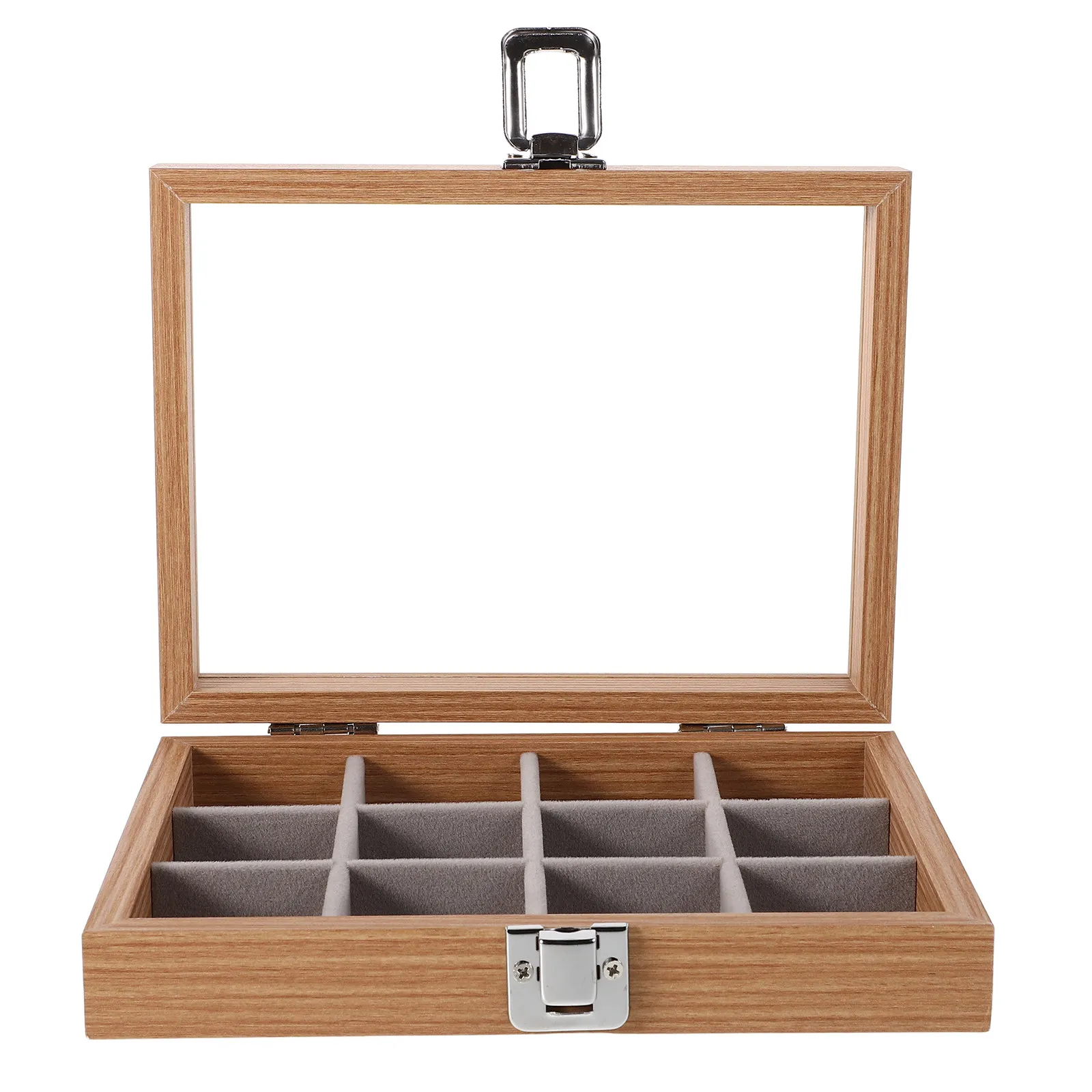 Wooden Nail Art Organizer Box 12 Slot Dustproof Jewelry Storage Display Tray for Ring Earring Necklace Bracelet