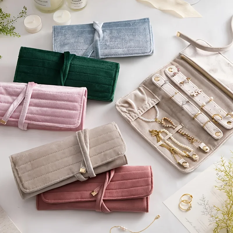 

Velvet Embroidered Jewelry Storage Box Foldable Jewelry Storage Box Ring Earring Necklace Pendant, Bracelet Display Bag