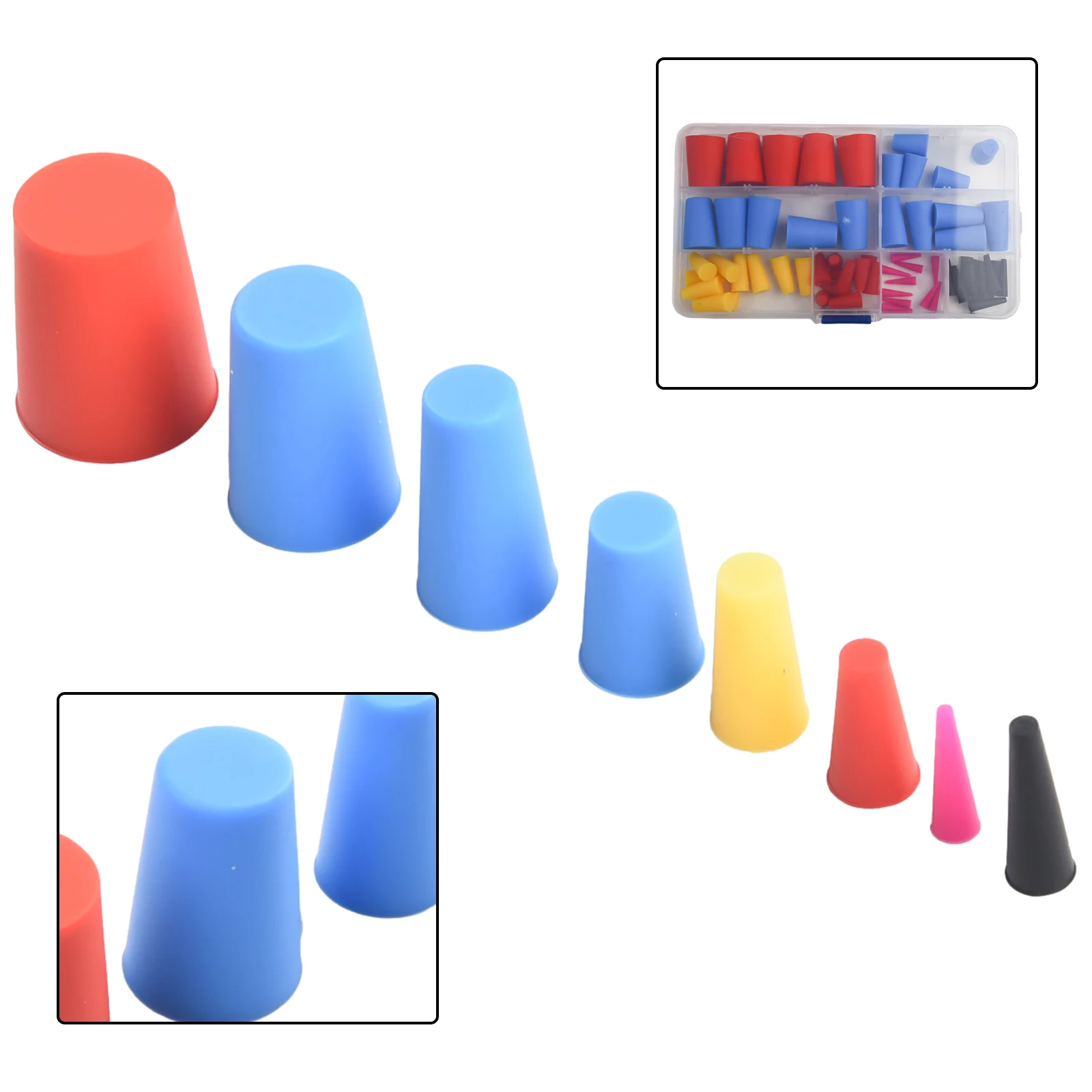 Silicone Cone Plugs, 60 Pcs Assortment Kit, Suitable for Various Applications, including Oil Injection and Vacuum Lines