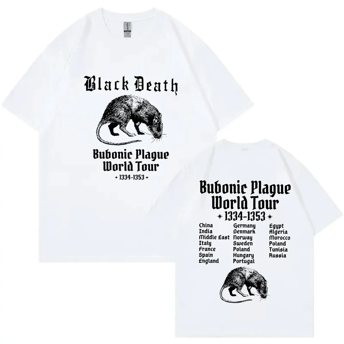 Bubonic Plaque World Tour 2024 Graphic T Shirts Funny Rat Meme Short Sleeve T-shirt Men Women Fashion Vintage Oversized T-shirts