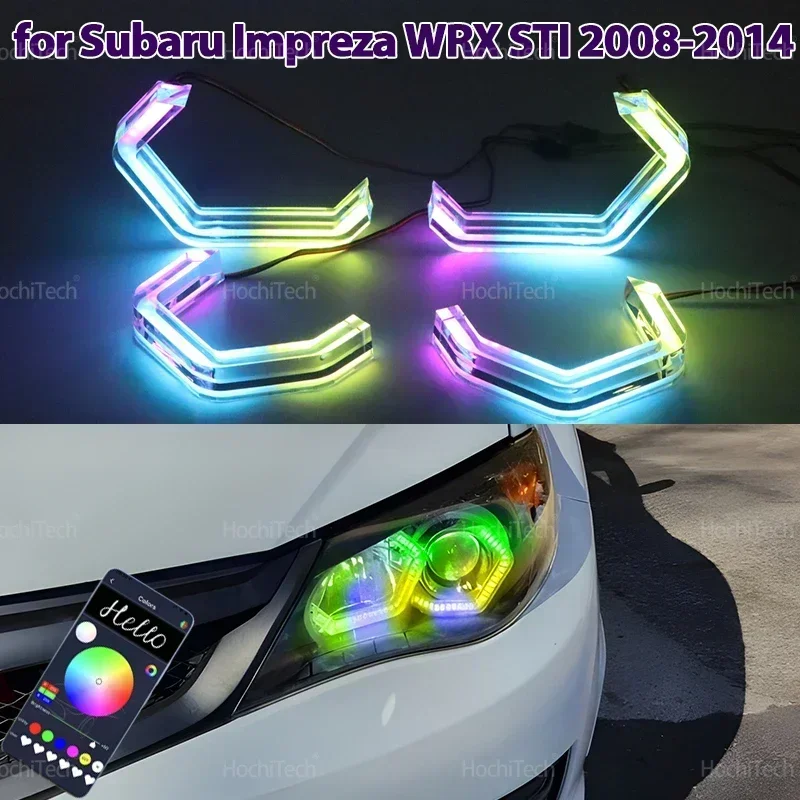 

Для Subaru Impreza WRX STI 2008-2014 RGB цветной динамический свет Angel Eyes кольца Led M4 стиль APP управление DRL указатель поворота