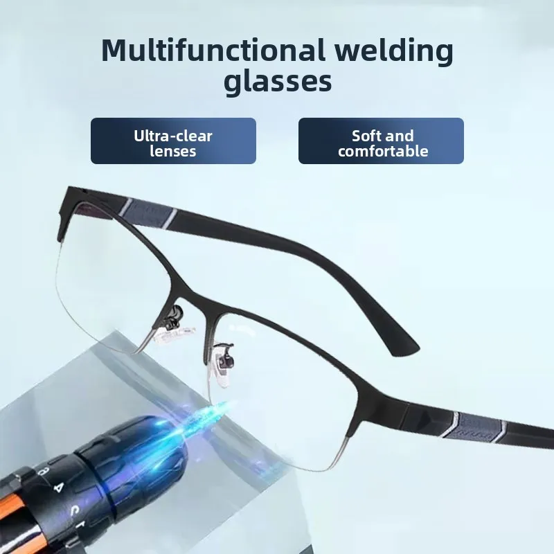 Men's Flat Lens Glasses No Prescription  Welding Protective Eyewear High Definition Blue Light Filter Radiation Prote...