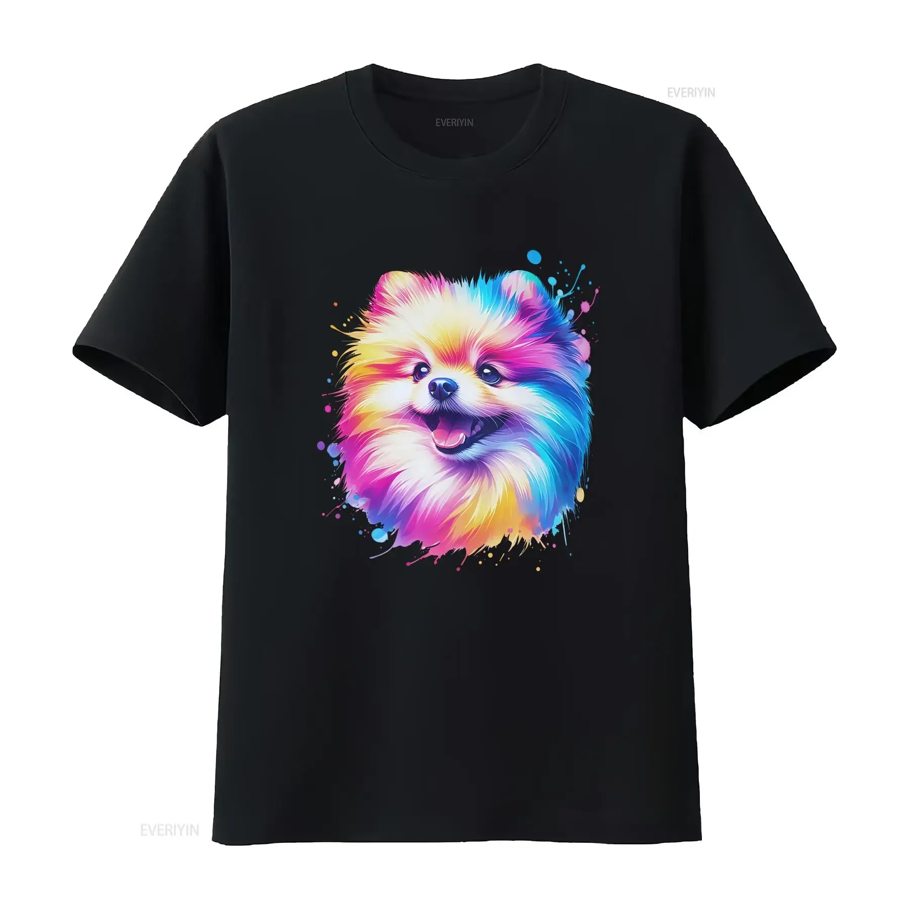 Neon Pomeranian T Shirt Funny Pom Dog Lover Bright Colorful Cute Animal Puppy Owner Present vintage Washed Versatile