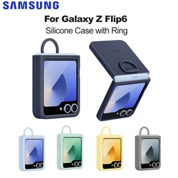Original Silicone Case with Ring for Samsung Galaxy Z Flip6 Silicone Case Shockproof with Ring