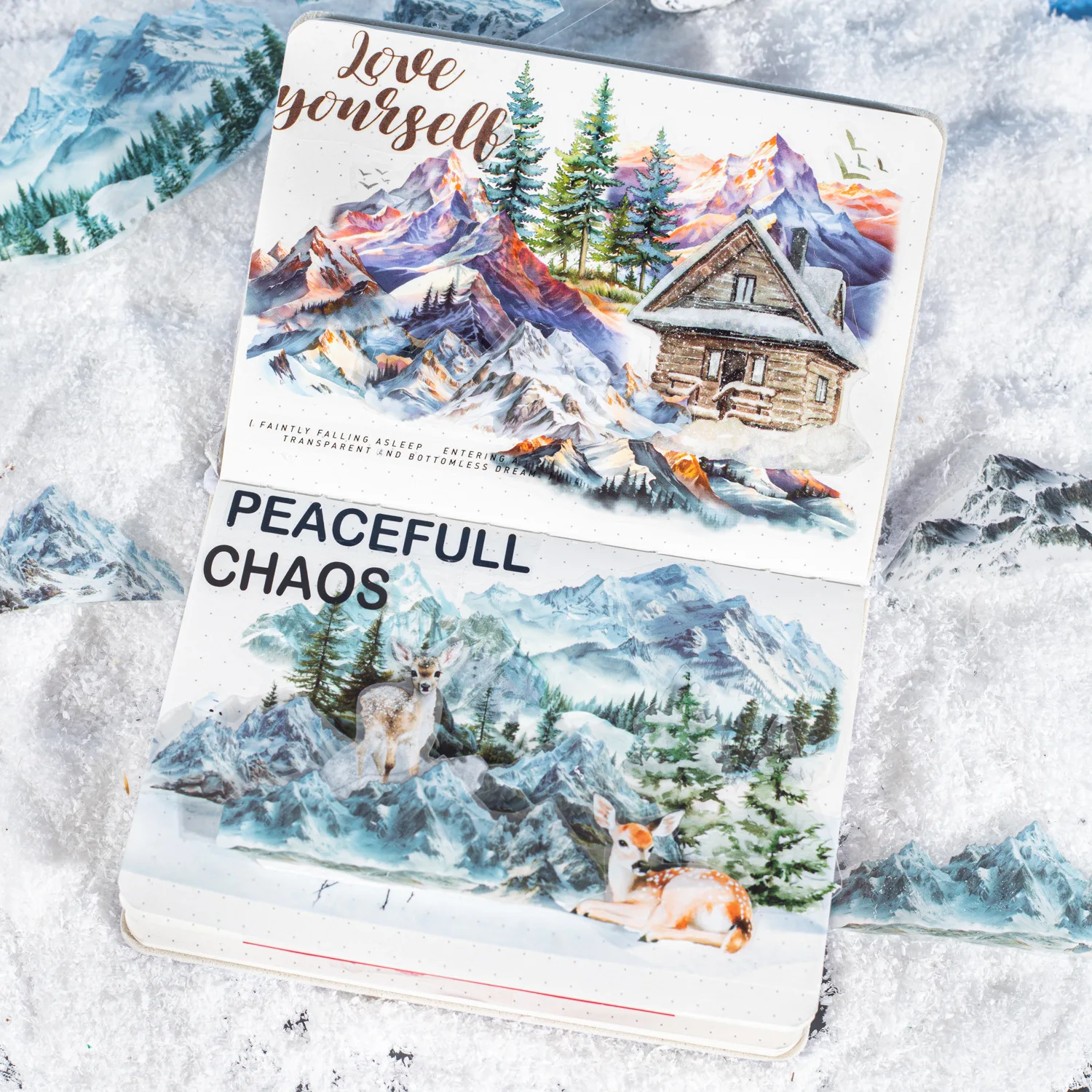 1 stks/1 partij Decoratieve plakband Besneeuwde Bergen Dagboek masking tapes Junk Journal Scrapbooking stikcers Papier Japanse